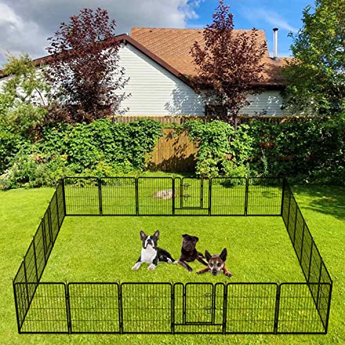 BestPet Dog Playpen Indoor 40 inch 16 Panels Metal Dog Pen Pet Dog Fence Outdoor Exercise Pen with Doors,Pet Puppy Playpen for RV Camping Yard, Black
