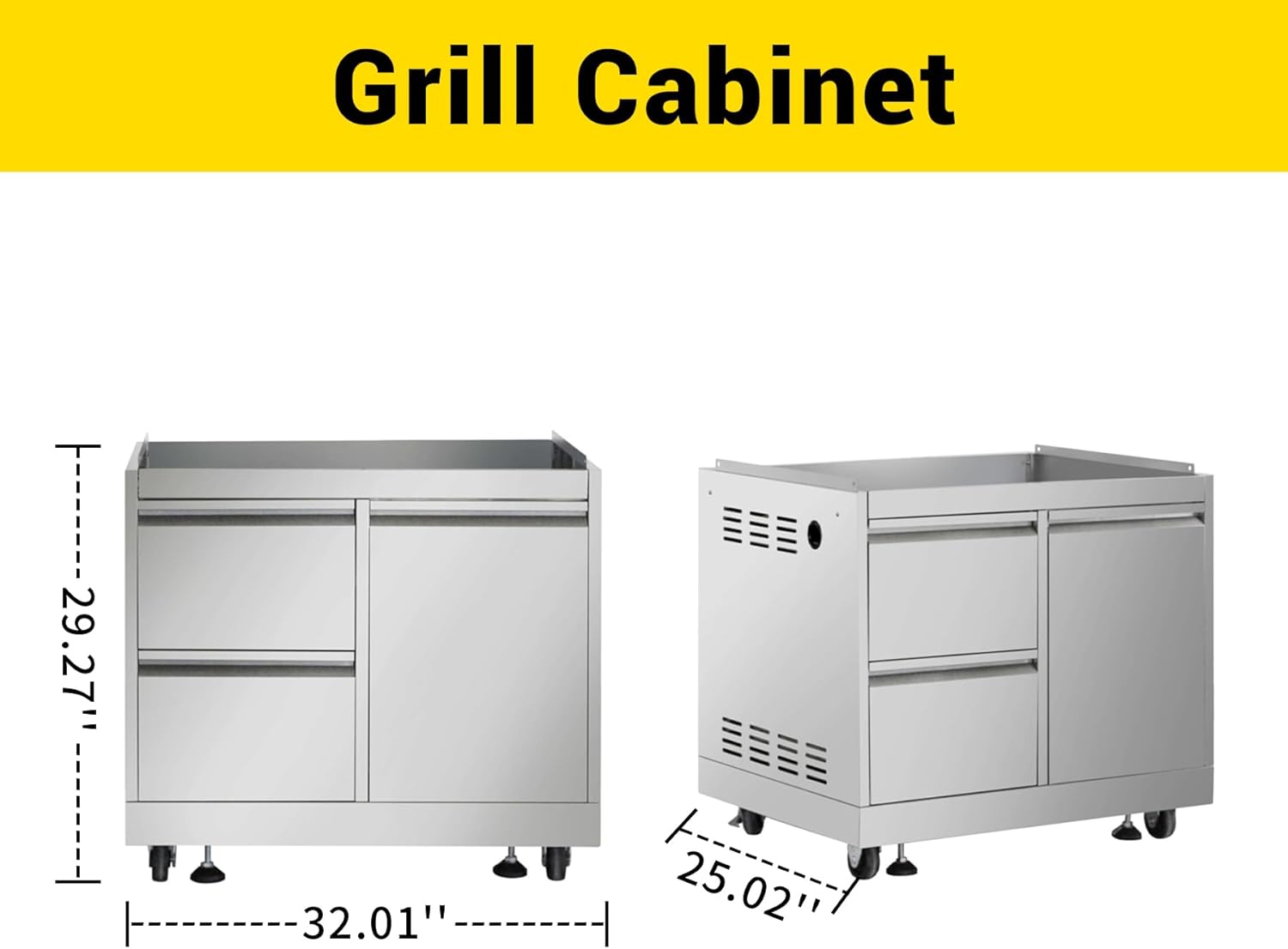 SINDA 4 Piece Outdoor Kitchen Package, BBQ Grill Cabinet, 4 Burner Built-in Propane Gas Grill, Kitchen Sink Cabinet, Appliance Cabinet in Stainless Steel, Best of Backyard Package Deal