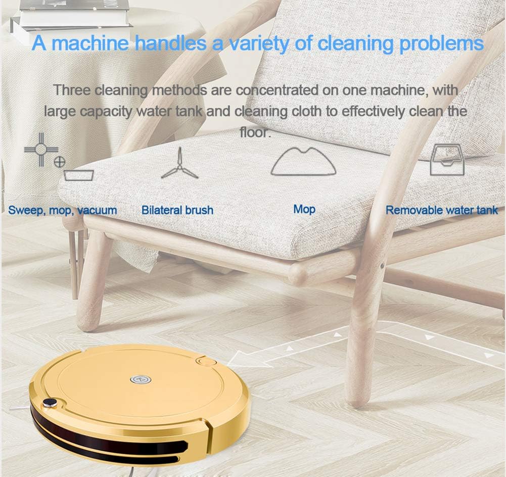 Robot Vacuum Cleaner Mop with Water Tank Remote Control 1200Pa Robotic Vacuum Cleaner, Auto Sweeper for Pet Hair, Carpet and Hard Floors,Pink (Pink)