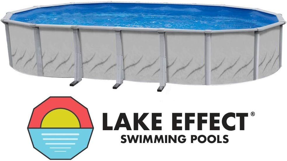 Lake Effect Pools 'Galeria' 15' Foot x 30' Foot Oval above Ground Swimming Pool | 52" Inch Height | Bundle Kit | Boulder Swirl Liner | A Frame Ladder | Sand Filter System with Pump | Skimmer