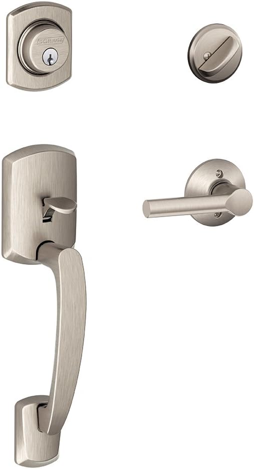SCHLAGE Greenwich Single Cylinder Handleset and Broadway Lever, Matte Black (F60 GRW 622 BRW GRW)