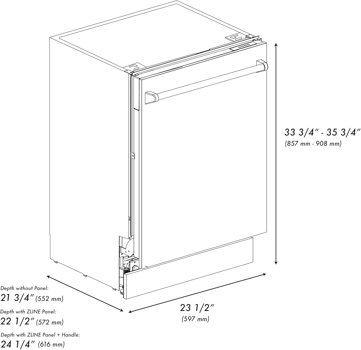 ZLINE 24" Tallac Series 3rd Rack Tall Tub Dishwasher in Black Matte with Stainless Steel Tub, 51dBa (DWV-BLM-24)