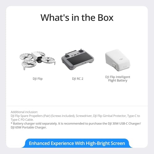 DJI Flip Fly More Combo With RC 2 Screen Remote Controller, Drone With 4K UHD Camera for Adults, Palm Takeoff, Auto Return, Intelligent Flight, 3 Batteries for 93-Min Flight Time, Gray