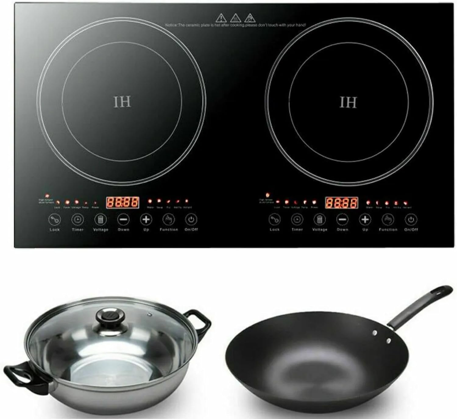 2400W 110V Induction Cooktop, Countertop Burner Double Head Induction Countertop Double Cooktop Range Double Induction Cooktop Portable Induction Cooktop for Kitchen, Rv, Restaurant