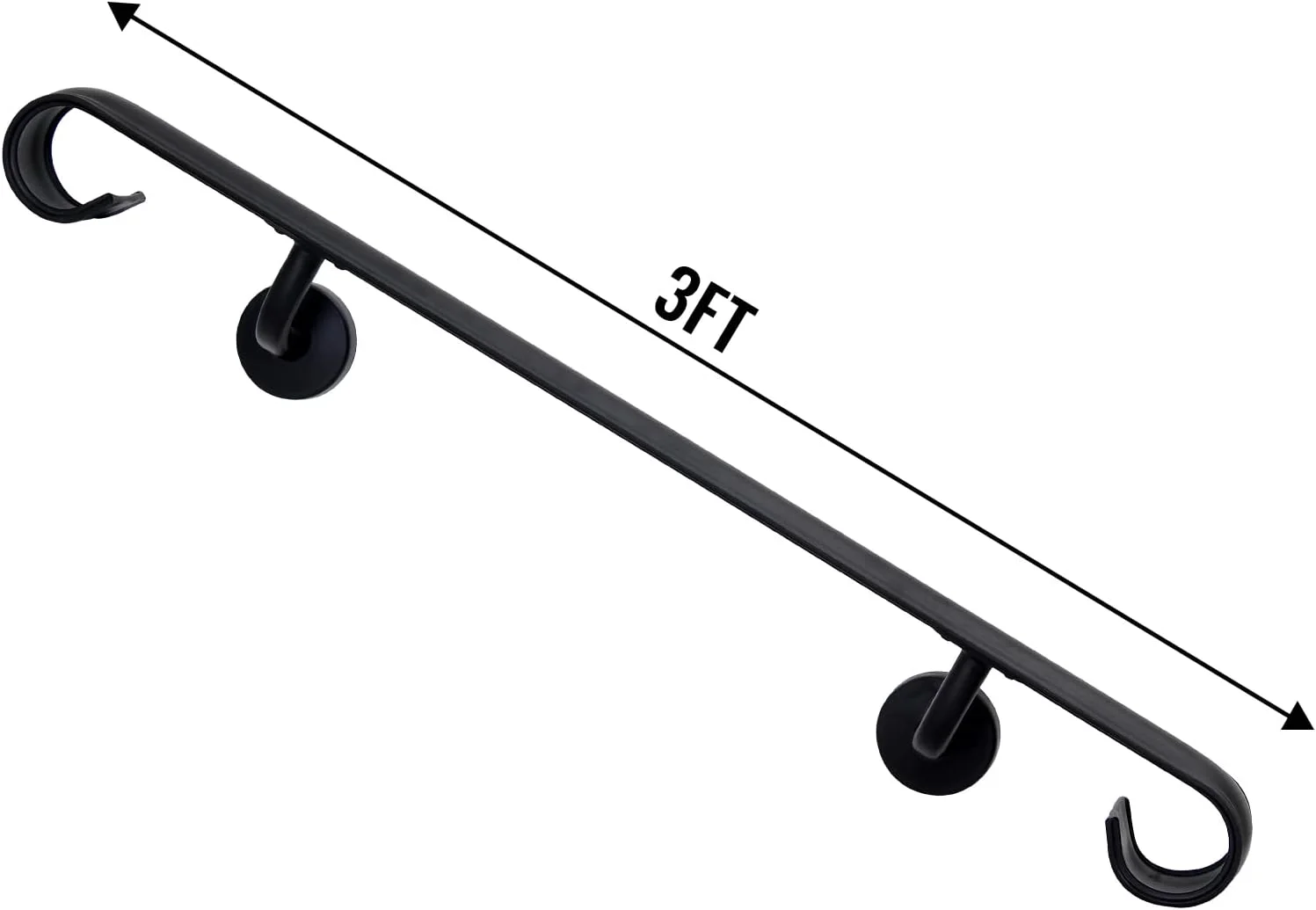 AUCHI Wall Handrail Wrought Iron, Stair Handrail Safety Non-Slip and Rust Resistant, Wall Mount Handrail Fits 4-5 Steps for Indoor or Outdoor Stairs - Curated Treasures Market