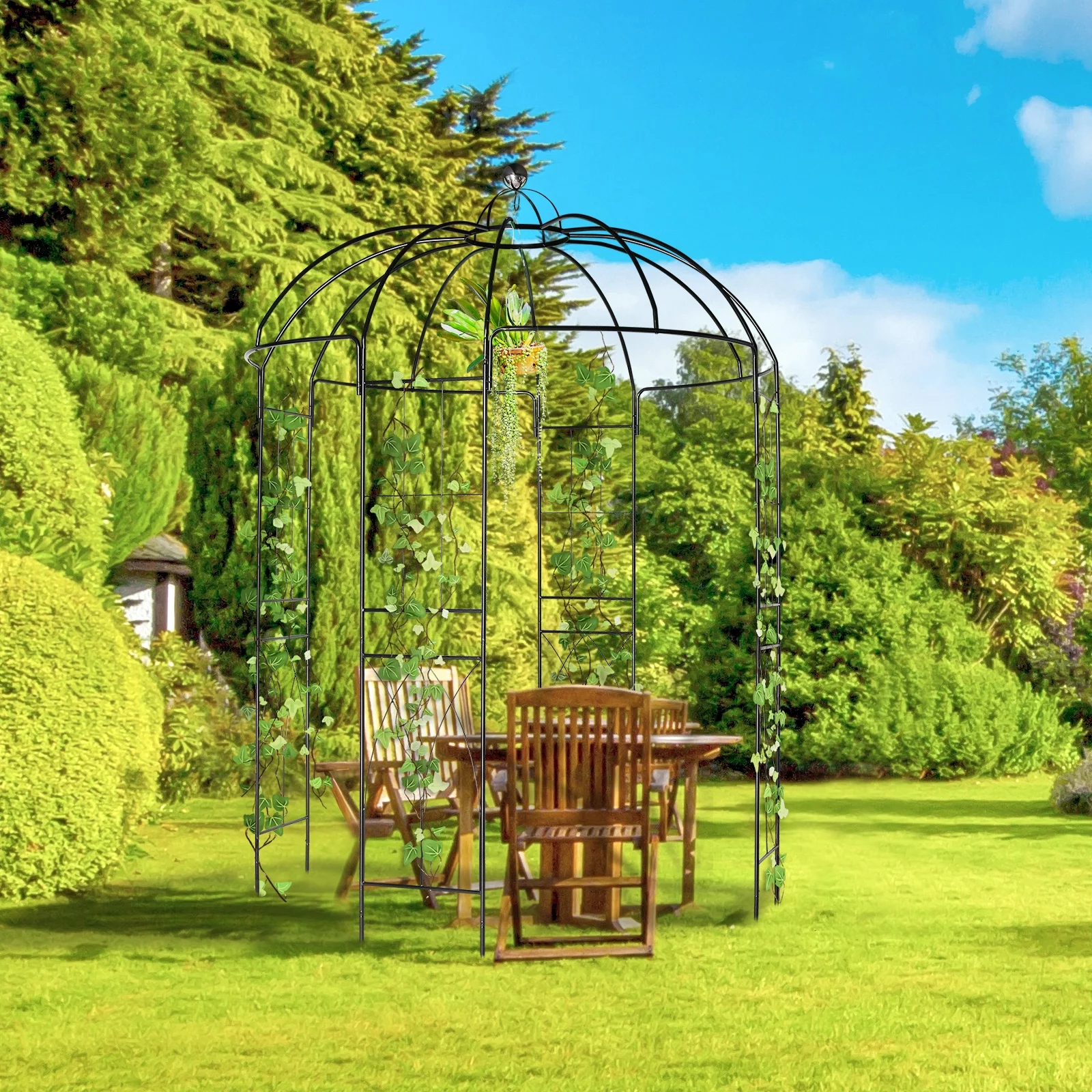 Outdoor Trellis Planter, Garden Arbors for Climbing Plants, Black Arch Trellis with Stakes, Climbing Plants Arbor Party Decoration Decor