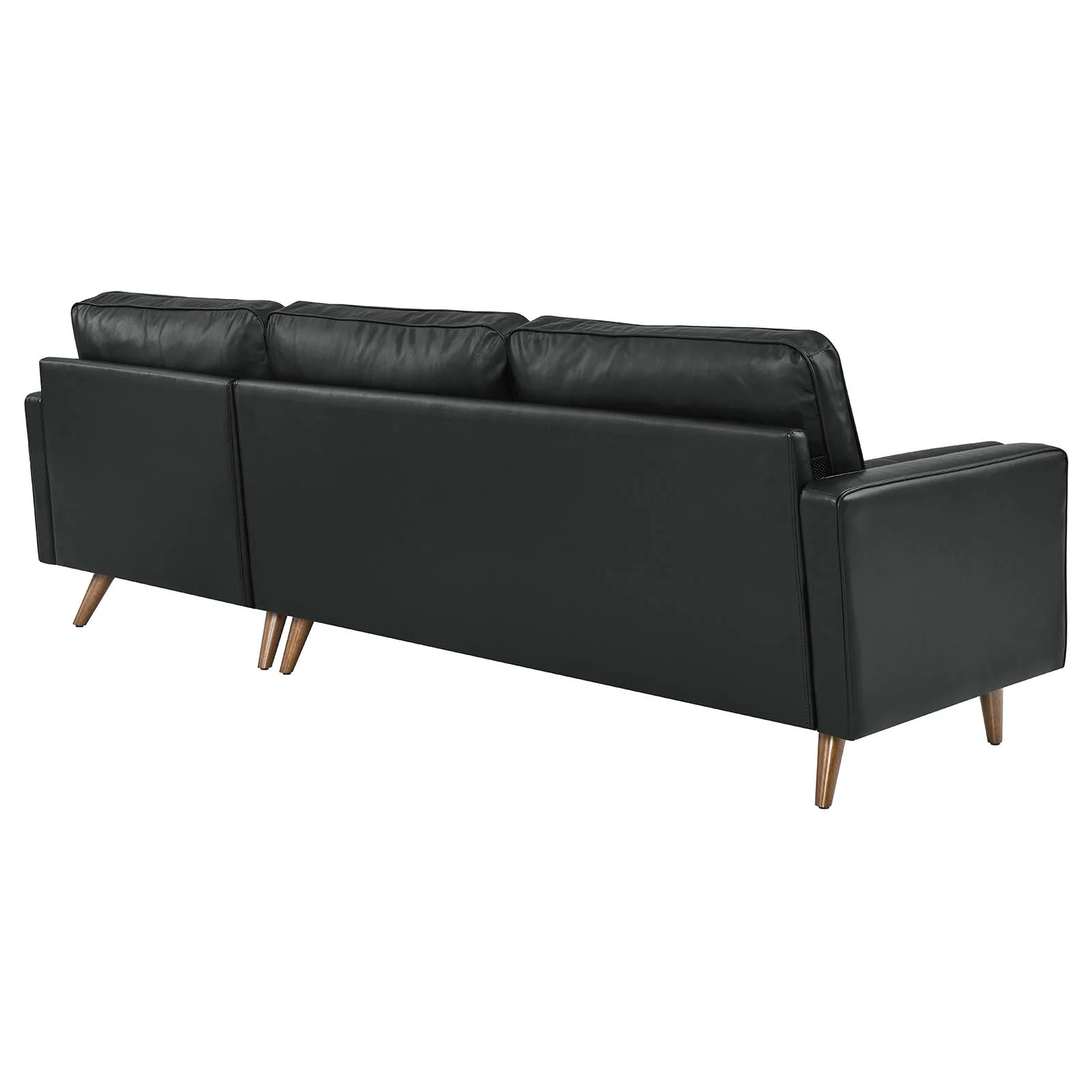 Modway Valour 98" Leather Sectional Sofa in Black