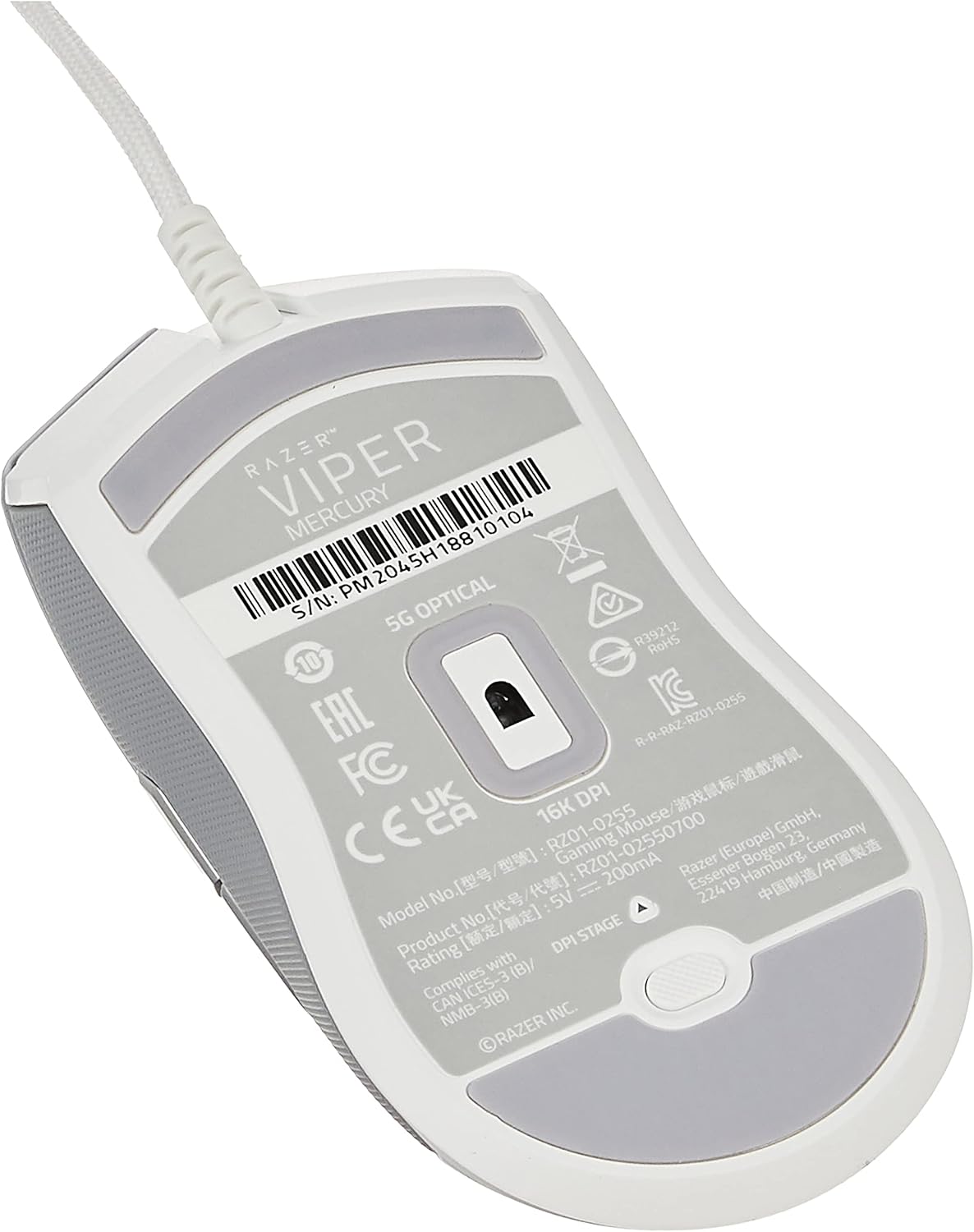 Razer Viper Ultralight Ambidextrous Wired Gaming Mouse: 2nd Generation Razer Optical Mouse Switches - Razer 5G Optical Sensor - 71g Lightweight Design - Speedflex Cable - Mercury White Pack of 2