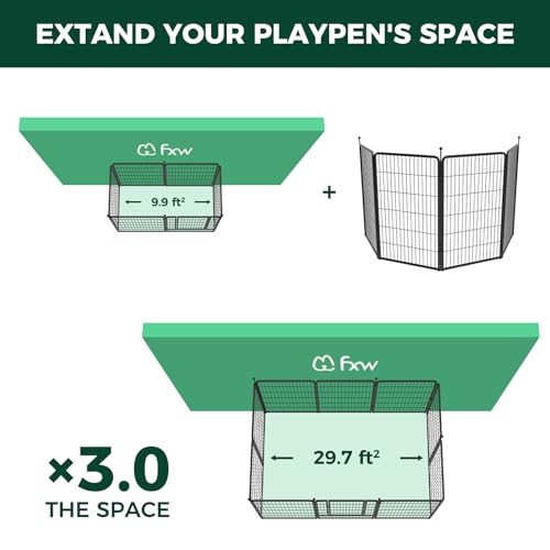 FXW Instant Dog Playpen, Portable Pet Fence for Outdoor, RV Trips, and Camping, 40inch, 16 Panels for Medium and Large Dogs│Patented