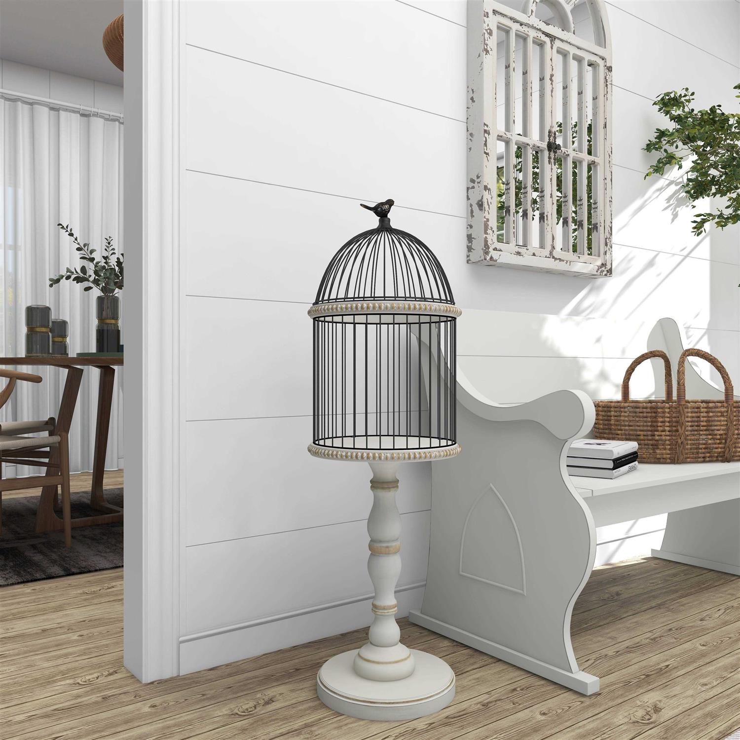 zph5263 White Wood Farmhouse Birdcage - Pet Supplies online store