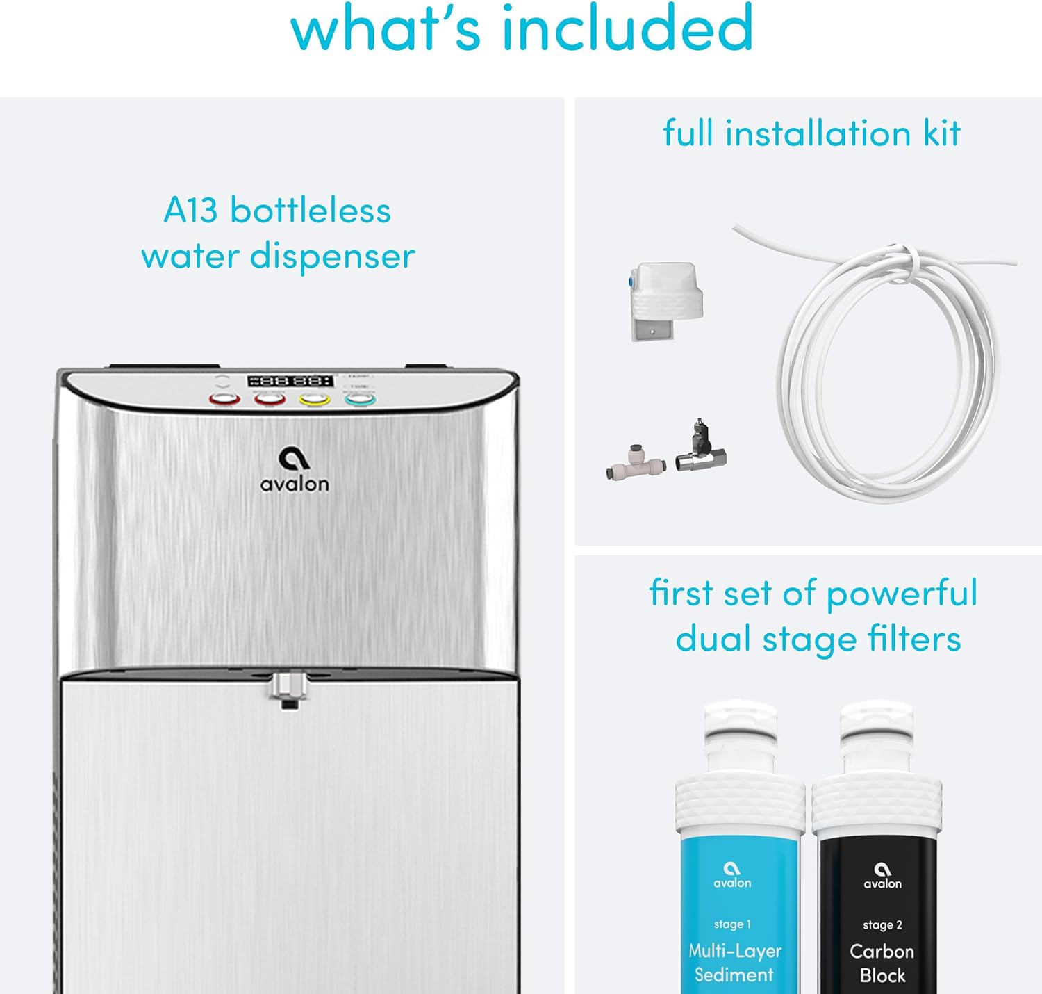 Avalon Electric Bottleless Water Cooler Water Dispenser - 3 Temperatures, Digital Clock with Temperature Control, Self Cleaning, Stainless Steel