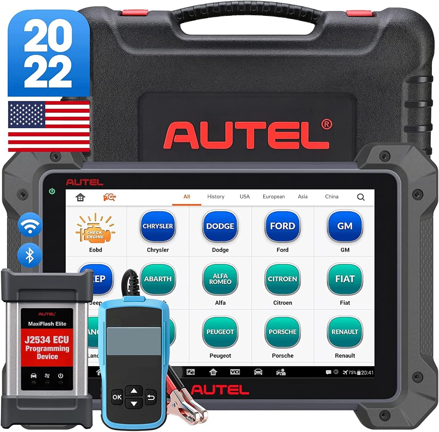 Autel Scanner MaxiCom MK908P 2022: Updated of MS908S Pro Same as Maxisys Elite, J2534 Programming Tool with No IP Restriction, Advanced ECU Coding, 36+ Service, Active Test, Free Car Battery Tester