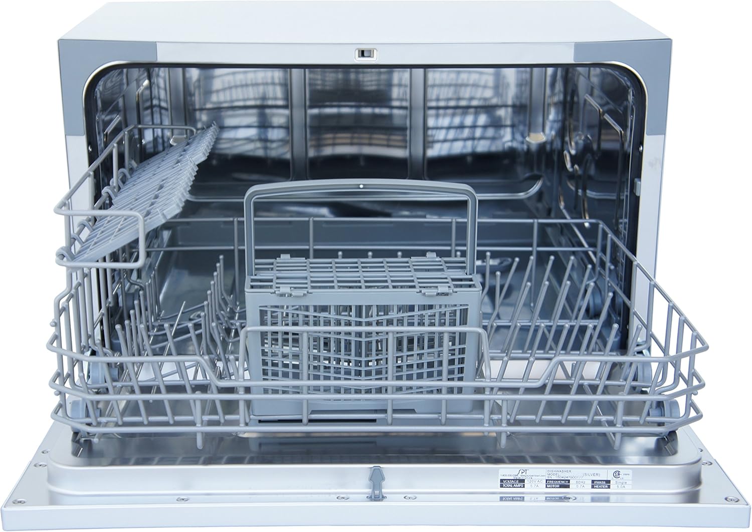 SPT SD-2224DS ENERGY STAR Compact Countertop Dishwasher with Delay Start - Portable Dishwasher with Stainless Steel Interior and 6 Place Settings Rack Silverware Basket, Silver