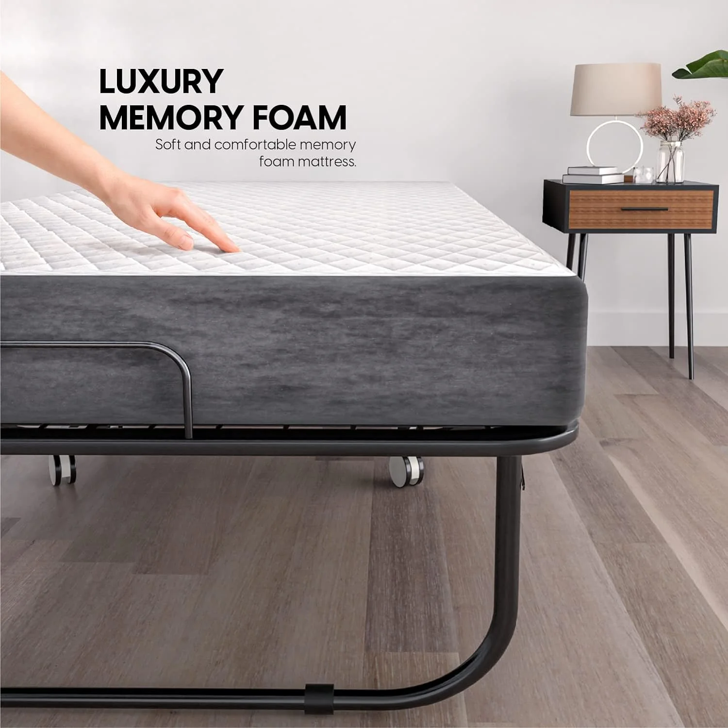 Folding Bed With Mattress - 75X38 Size Bed Frame - Portable Foldable Roll Away Adult Bed For Guest - 5-Inch Thick, Memory Foam, - Space Saving Fold Up Bed For Easy Storage