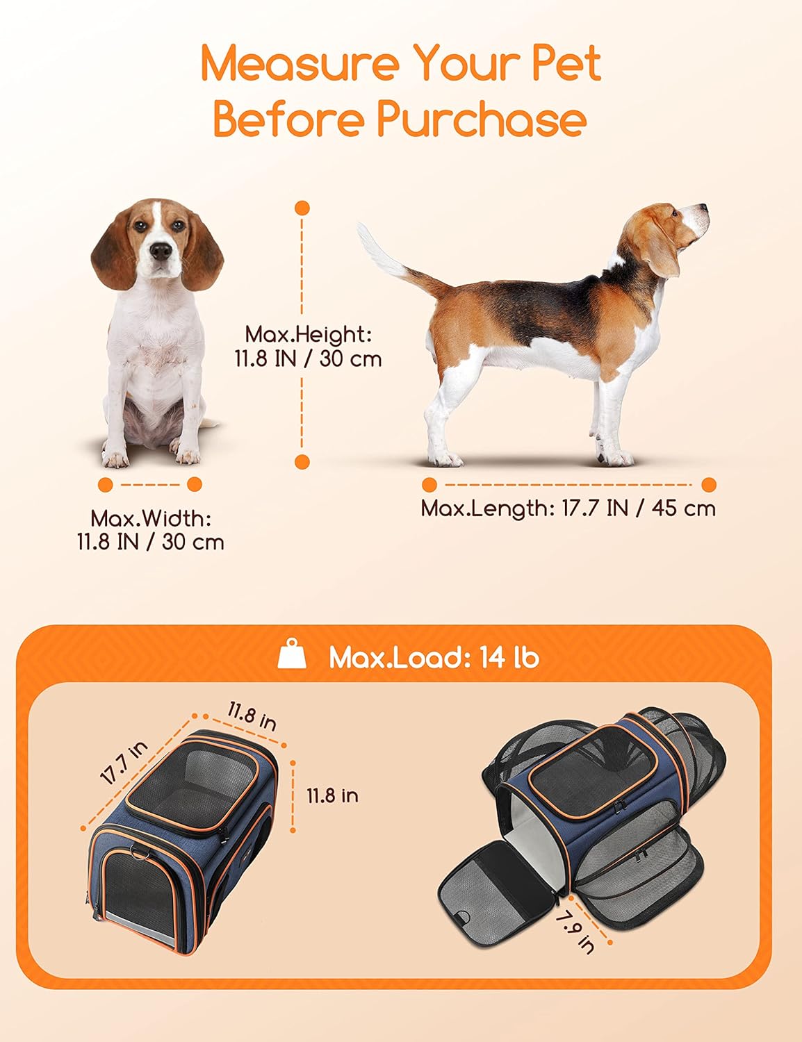 Cat Carrier, Meowant Airline Approved Pet Carrier, 3 Sides Expandable Soft Cat Carrier with Fleece Pad for Cats, Dogs, Puppy and Small Animals