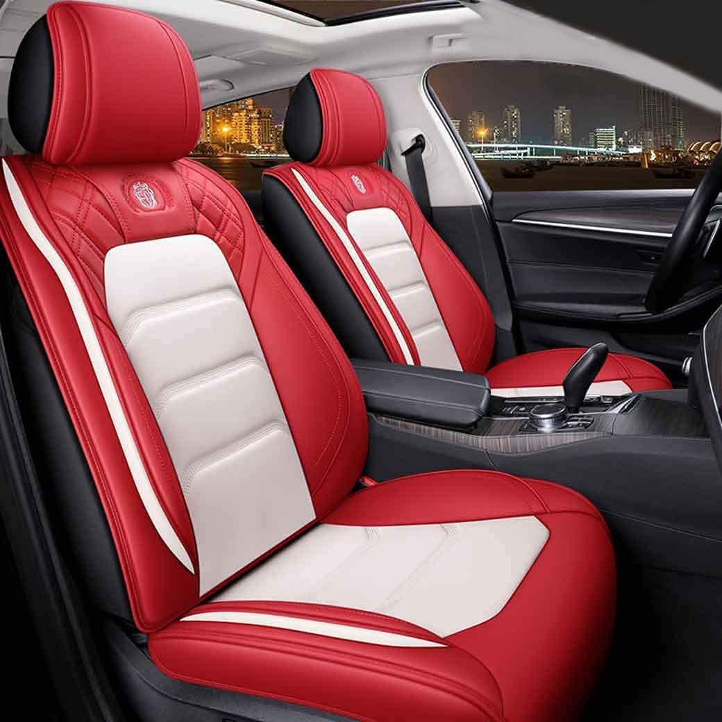 OSO Comfortable Leather Auto Car Seat Covers 5 Seats Full Set Universal Fit (Blue&White)