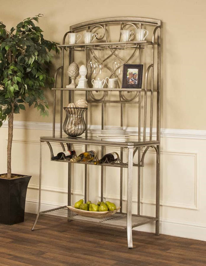 Cramco Asti Antique Bronze Steel Glass Bakers Rack