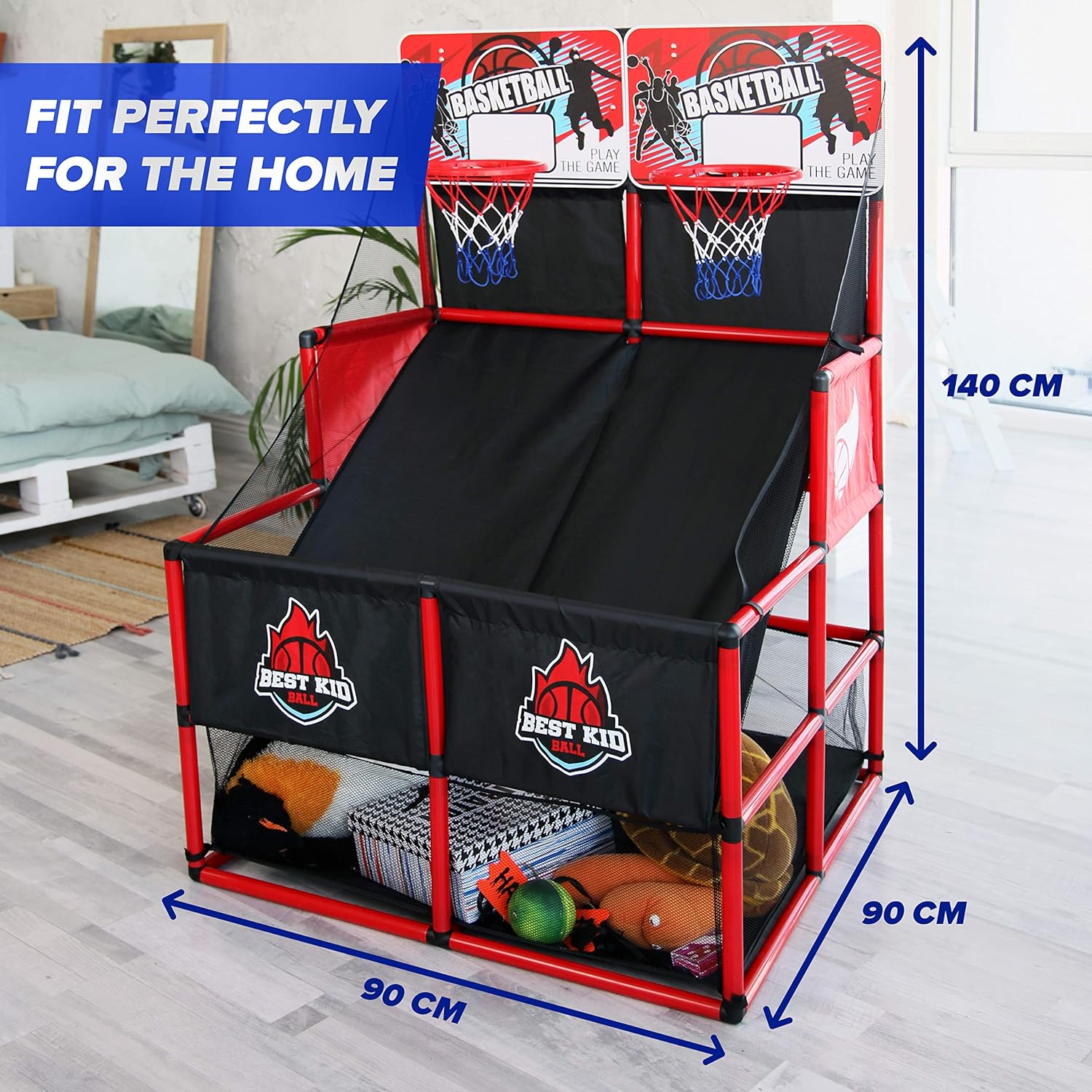 BESTKID BALL Indoor Basketball Game - Double Shot Basketball Arcade – Indoor Basketball Hoop for Kids – Premium Basketball Arcade Game Indoor with Pump – Easy and Quick Assembling