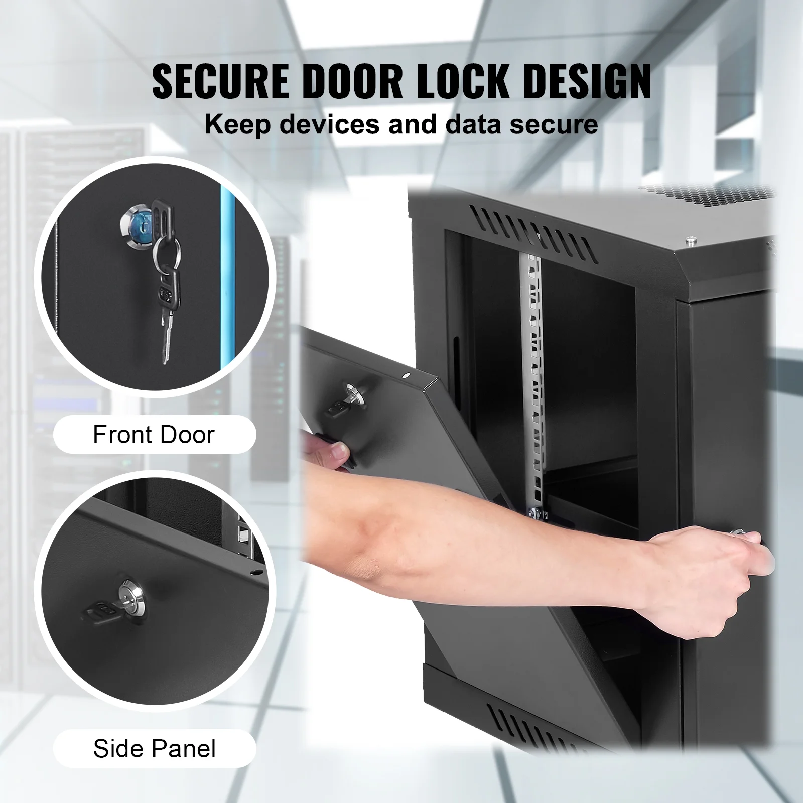 BENTISM 6U 13.8'' Wall Mount Network Server 15.5'' Deep Rack Cabinet Enclosure Door Lock,2 x Shelves