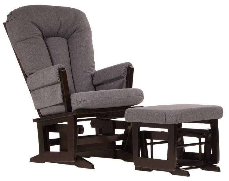 Dutailier Modern Glider and Ottoman - Espresso with Charcoal
