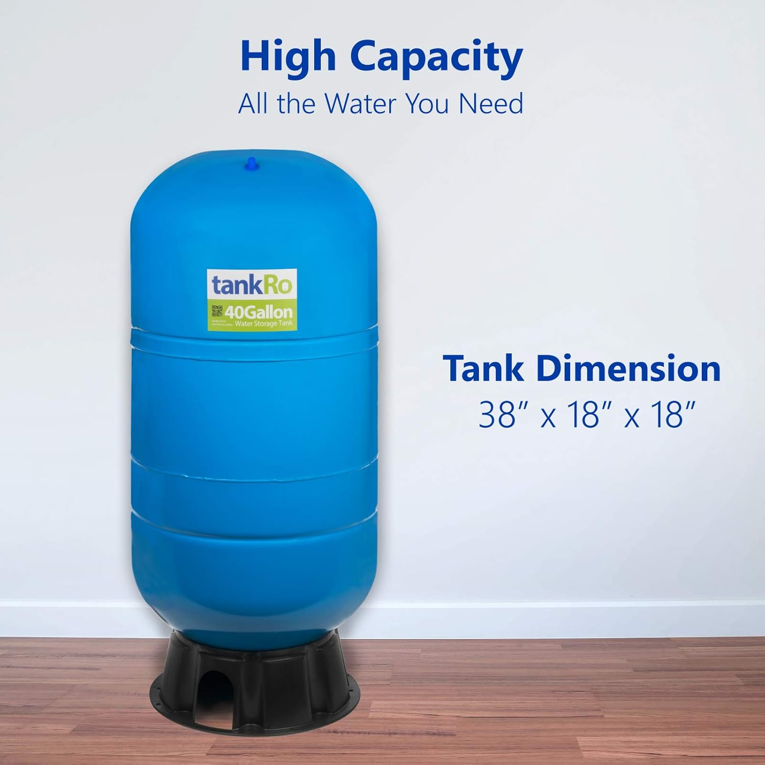 40 Gallon Reverse Osmosis Water Filtration System Expansion Tank, Food Grade Materials, Easy Installation, Durable Steel Construction, 1 Year Warranty