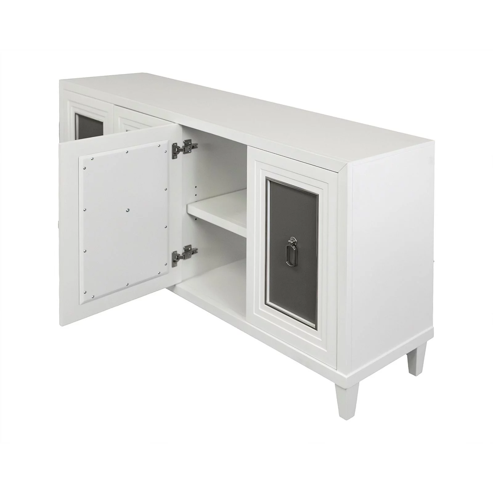 Modern Wood 80" Console with with doors TV Stand Fully Assembled White