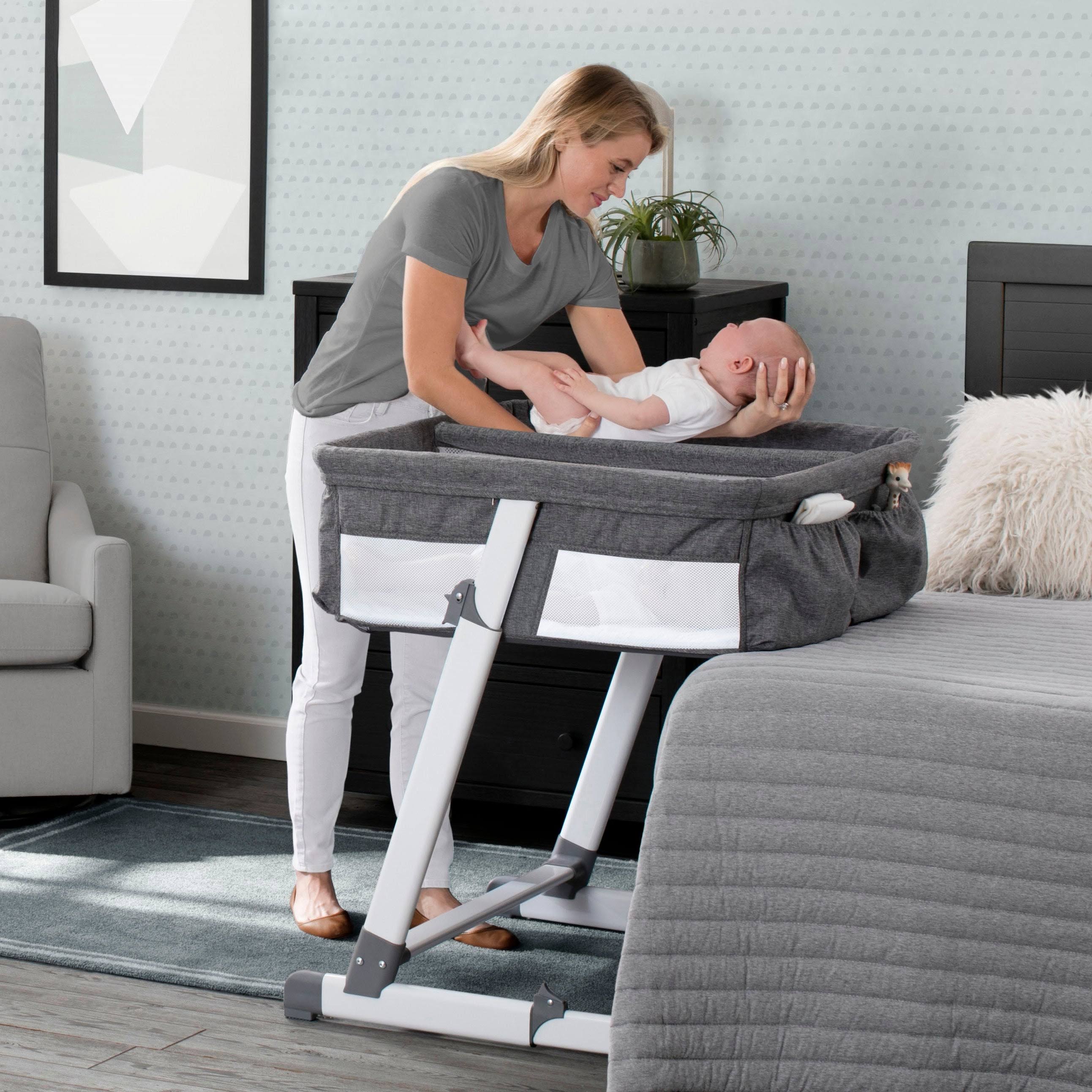 Simmons Kids by The Bed Twin City Sleeper Bassinet, Med Grey