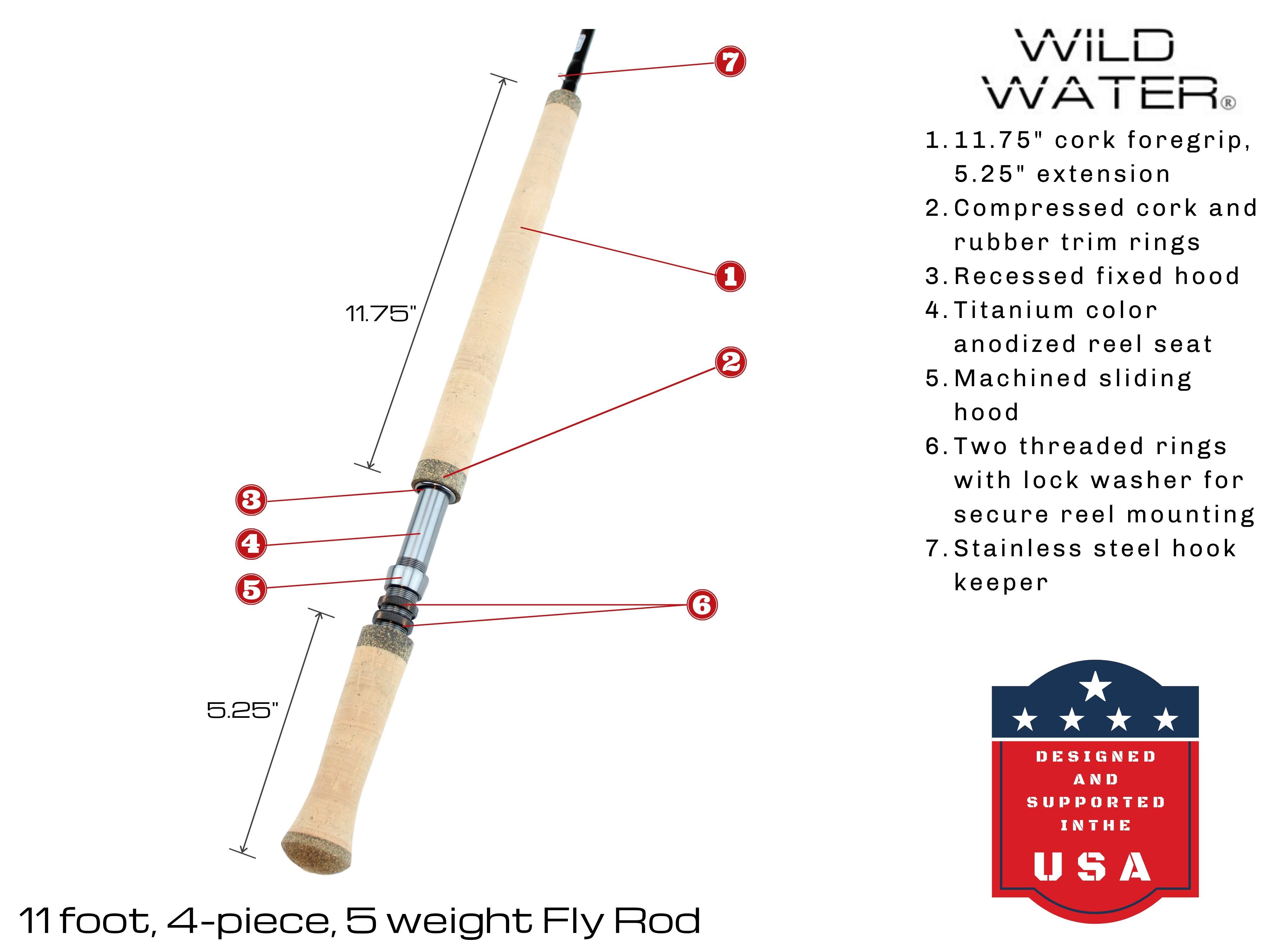 Wild Water Complete 5 Weight Switch Rod Fly Fishing Starter Package for Bass and Pike