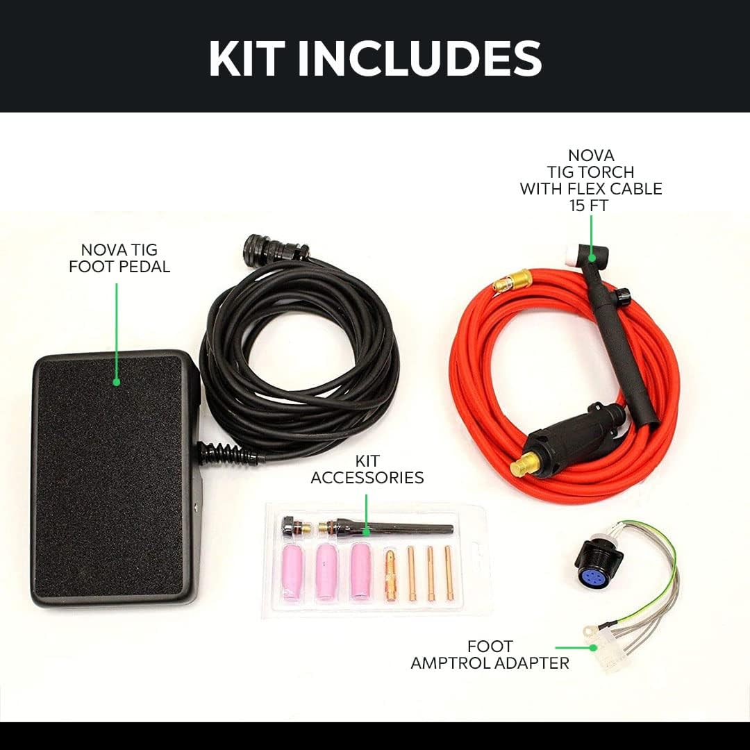 NOVA TIG Kit compatible with Lincoln Power MIG 210 MP Welder K3963-1 Accessory Kit with torch (15 ft)