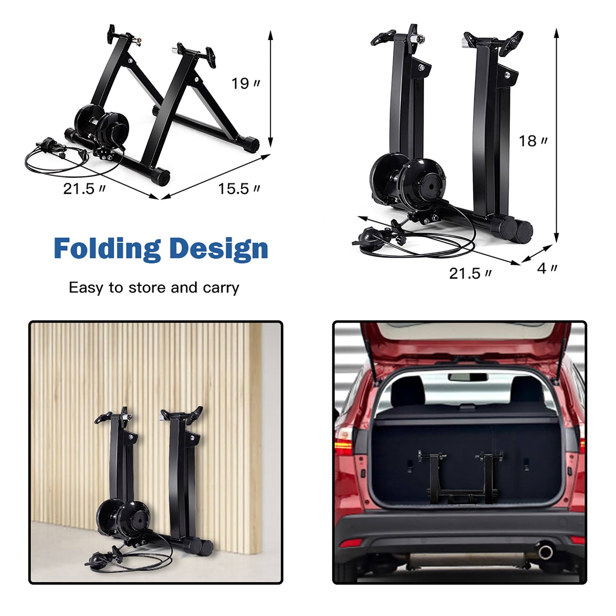 Costway Magnetic Indoor Bicycle Bike Trainer Exercise Stand 8 Levels - Black
