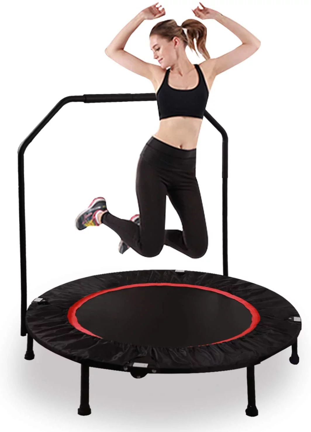 RedSwing Mini Trampoline Rebounders for Adults, 40/50'' Folding Fitness Trampoline Workout with Removable Bar - Curated Treasures Market