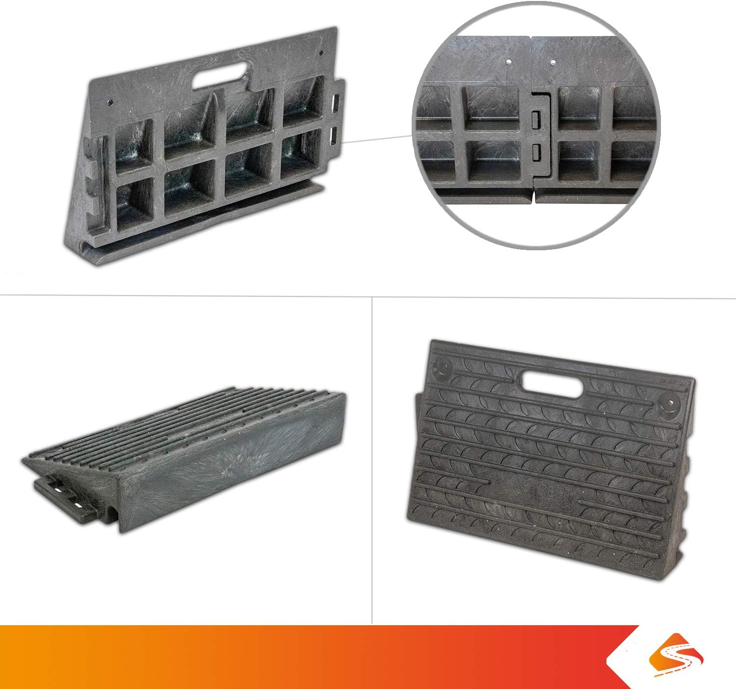 4 Inch Driveway Curb Ramp Pack of 2, Heavy Duty Rubber Ramps Perfect for Sidewalk, Low Cars, Curb Ramps for Motorhome, Truck, Shed Ramps, Pets & Wheelchair Threshold Ramp