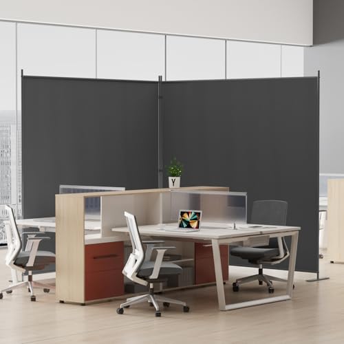 Helios&Hestia 8-Panel 6 ft Tall Indoor Folding Room Divider, Portable Privacy Screen, Freestanding Partition Separator, Temporary Wall Separation for Bedroom, Office, 160" W X 71" H, Dark Grey