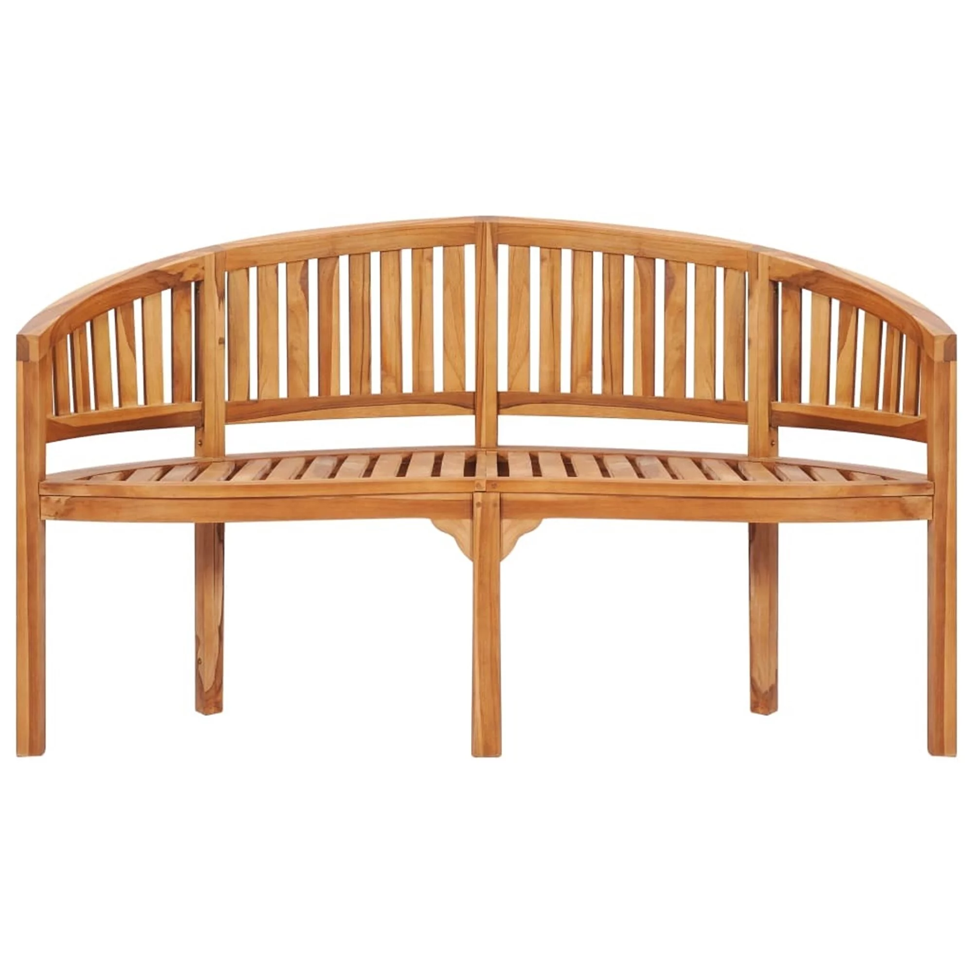YJTONWIN Patio Garden Bench Loveseats, 59.4" Solid Teak Wood Banana Bench