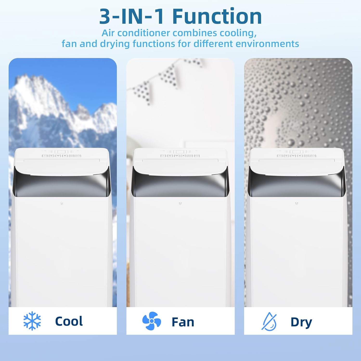 Portable Air Conditioners, 14000 BTU Portable AC Unit for Rooms up to 750 sq. ft. 3-in-1 Smart Cooling System, Dehumidifier and Fan with Remote Control, Exhaust Hose and Window Kit