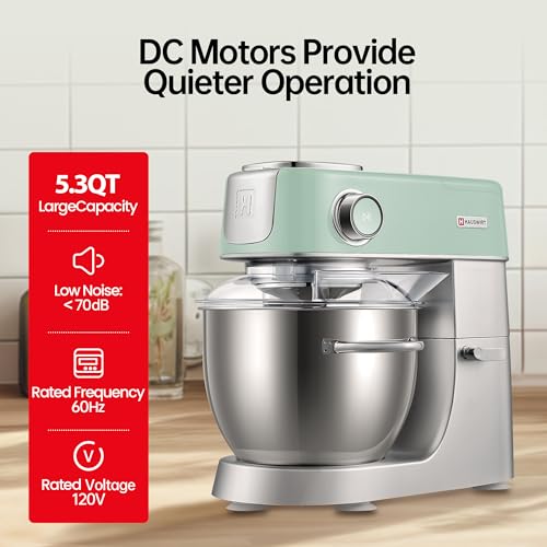 Hauswirt Stand Mixer, LED Smart Touchscreen Dough Mixer, 5.3Qt Mixers Kitchen Electric Stand Mixer, 11speeds 3-In-1 Kitchen Bread Mixer with Stainless Steel Egg Whisk, Dough Hook, Beater
