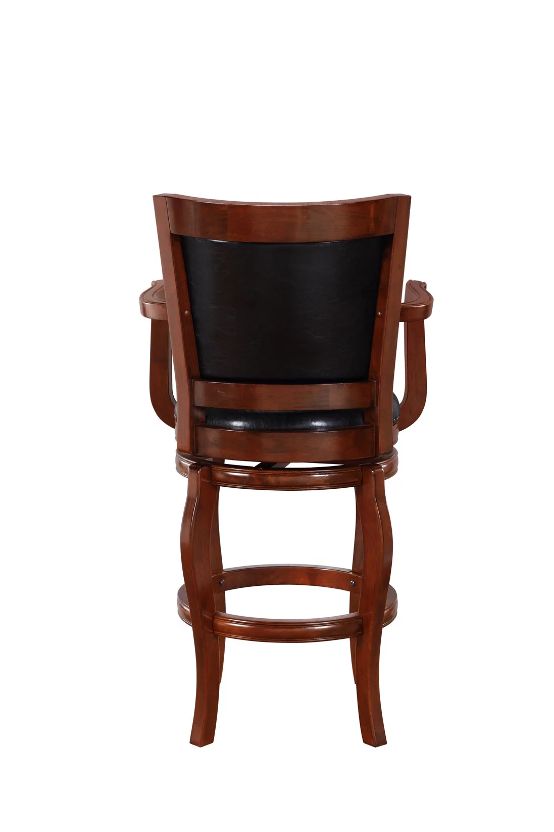 Boraam Jones 29in. High Back Swivel Wood Bar Stool with Arms - Black/Cherry Finish