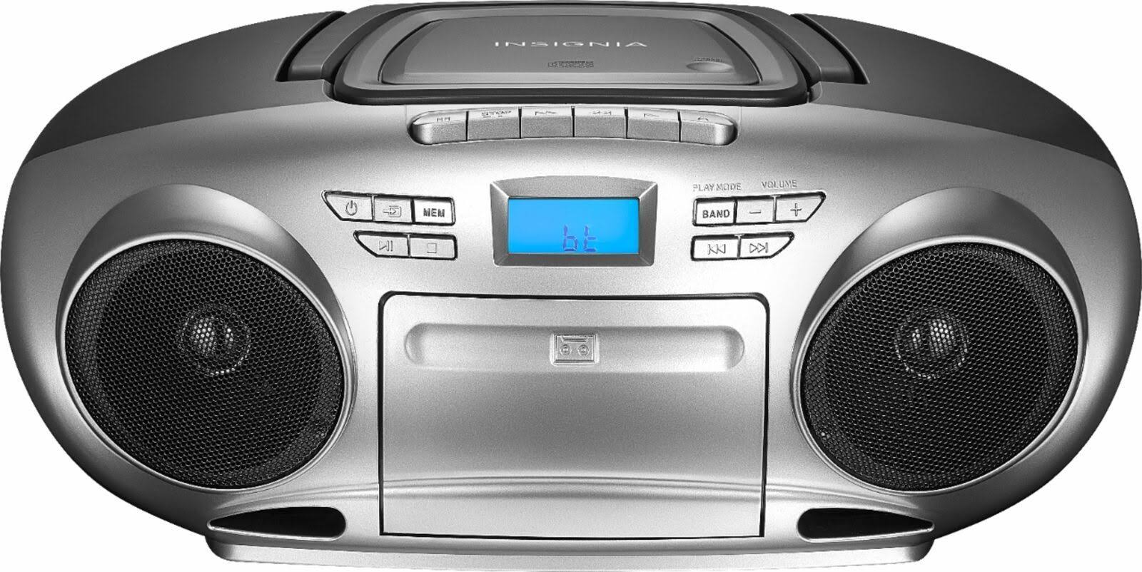 Insignia- Am/fm Radio Portable CD Boombox with Bluetooth Silver/Black - Megean