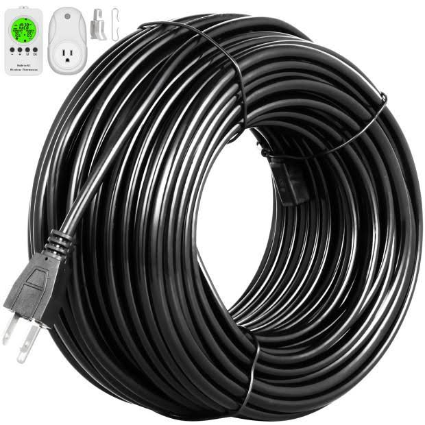 Vevor 101ft Heat Roof Gutter De-Icing Ice Snow Melter Cable Tape Kit w/ Thermostat