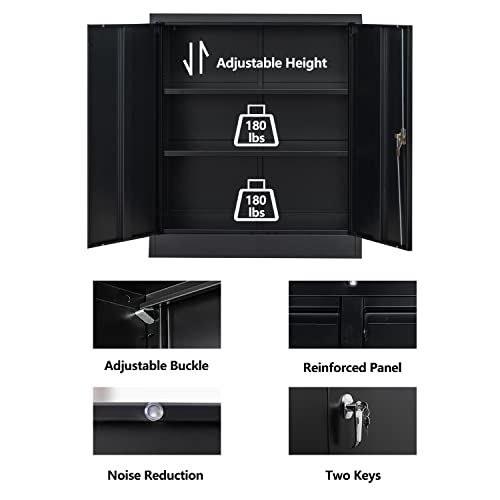 Metal Storage Cabinet, 71" H Locking Cabinet with 5 Adjustable Shelves for Garage, Classroom, School, Home, Office, Pantry-Black