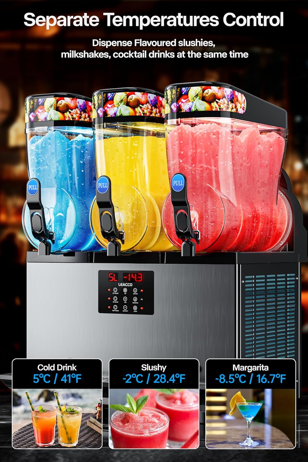 Commercial Slushie Machine, Frozen Drink Margarita Machine Smoothie Slushy Maker Stainless Steel 110V