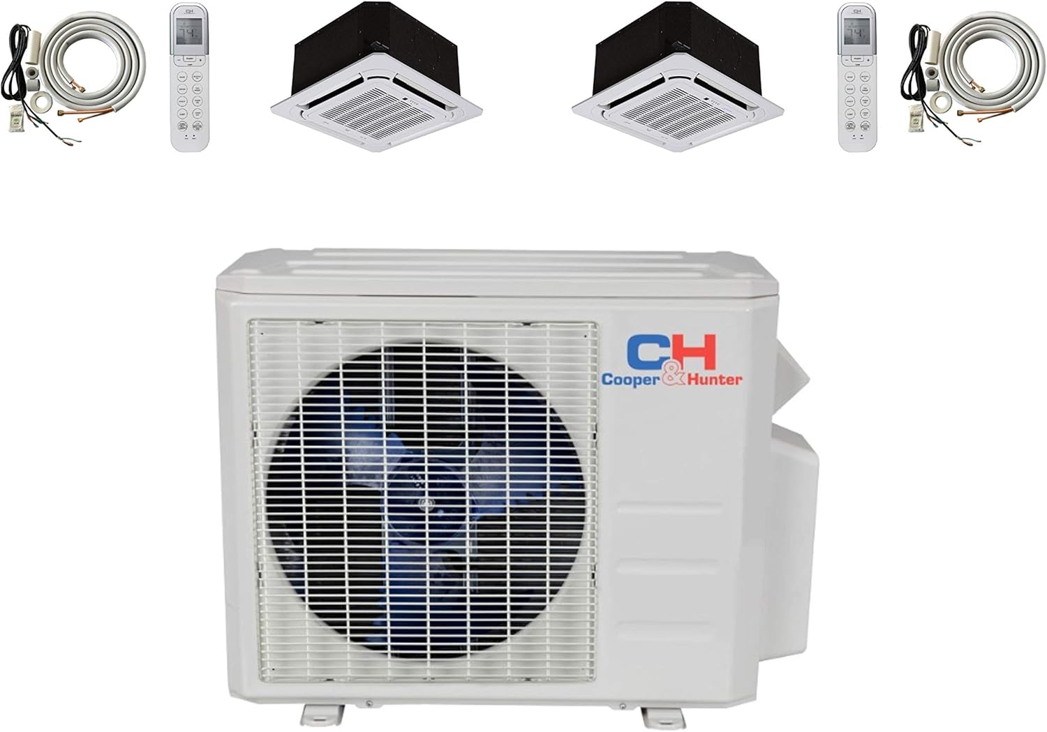 Dual 2 Zone Ductless Mini Split Ceiling Cassette Mini Split Air Conditioner Heat Pump 12000 12000