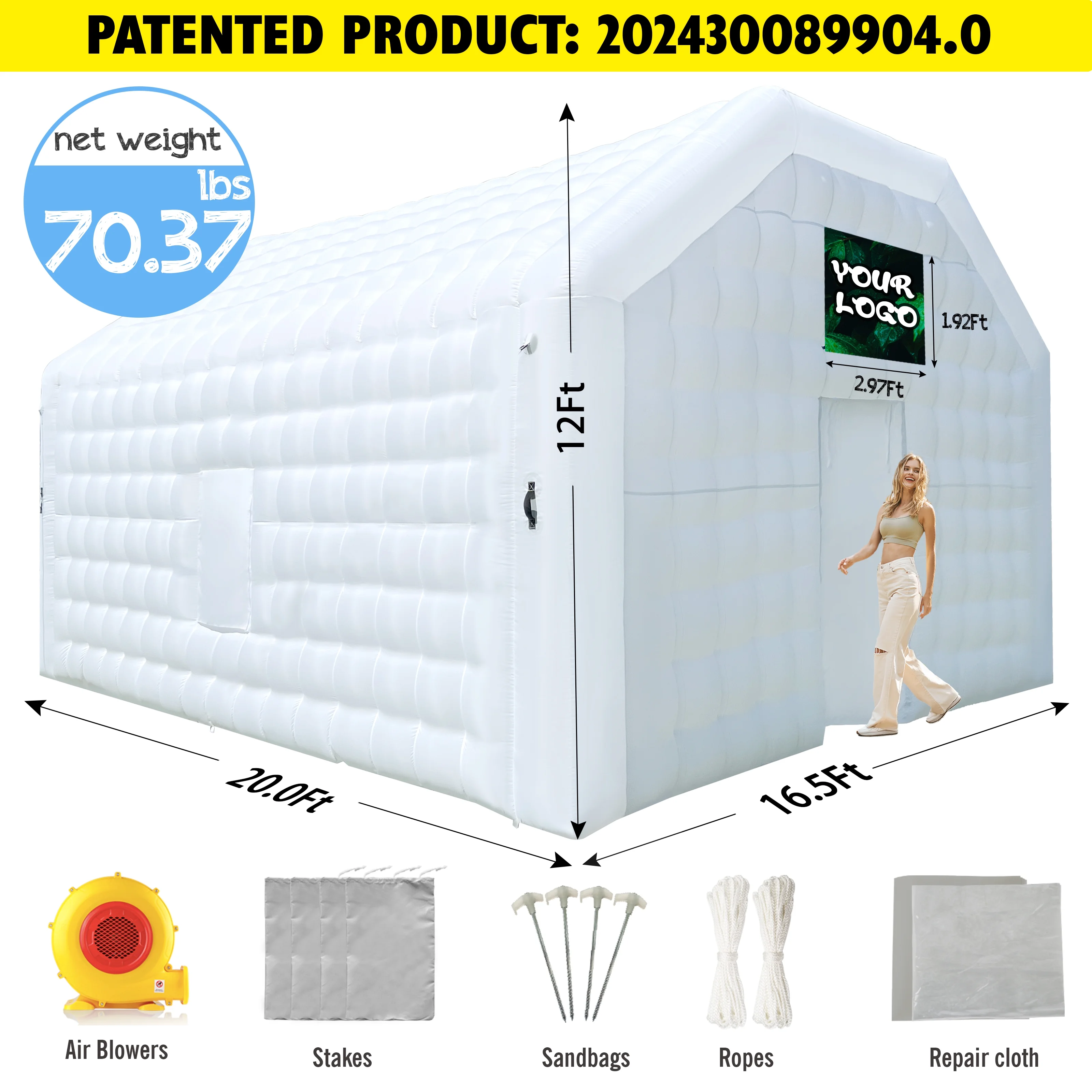 WARSUN Large Black Inflatable Night Club 30x20x13Ft Inflatable Party Tent with Logo Area Disco Cube Gazebo Event House