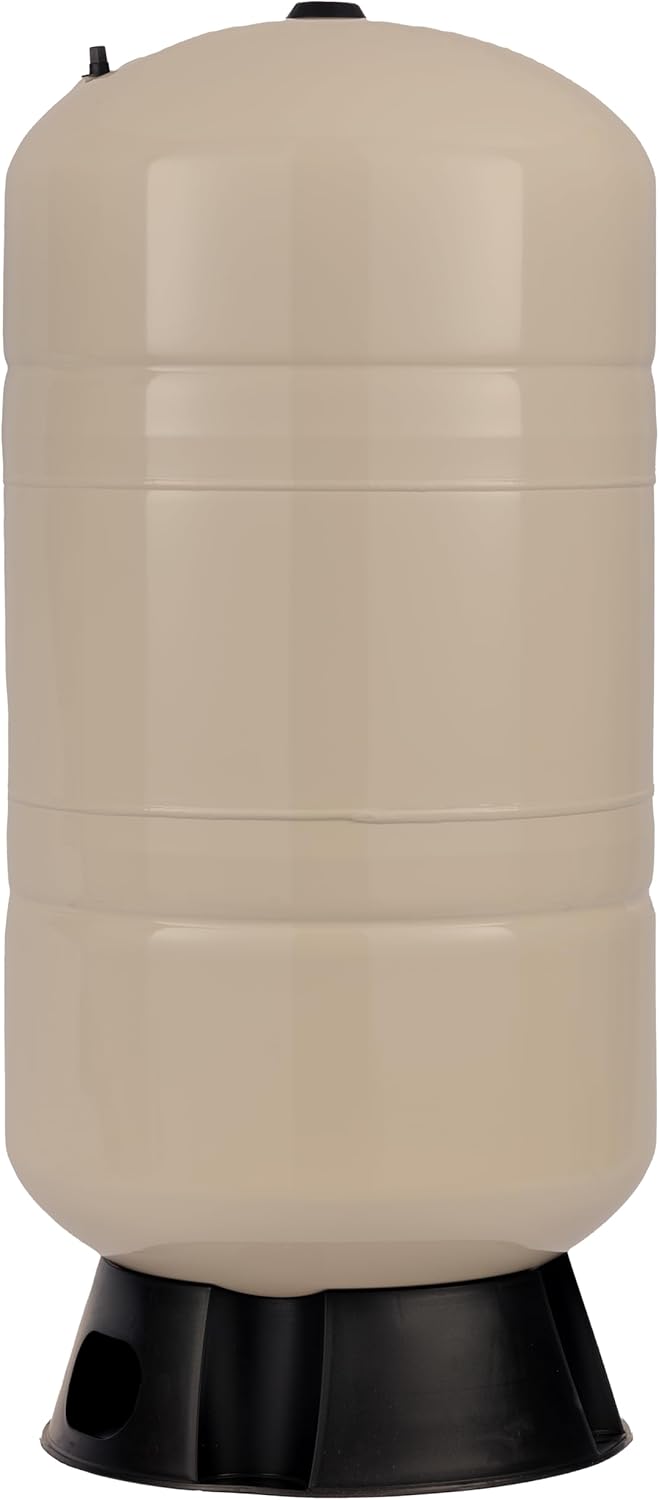 Red Lion RL34A 34-Gallon Vertical Pre-Charged Pressure Tank with Thermoplastic Base for Well Pumps, 1-Inch FNPT System Connection, Almond, 604683