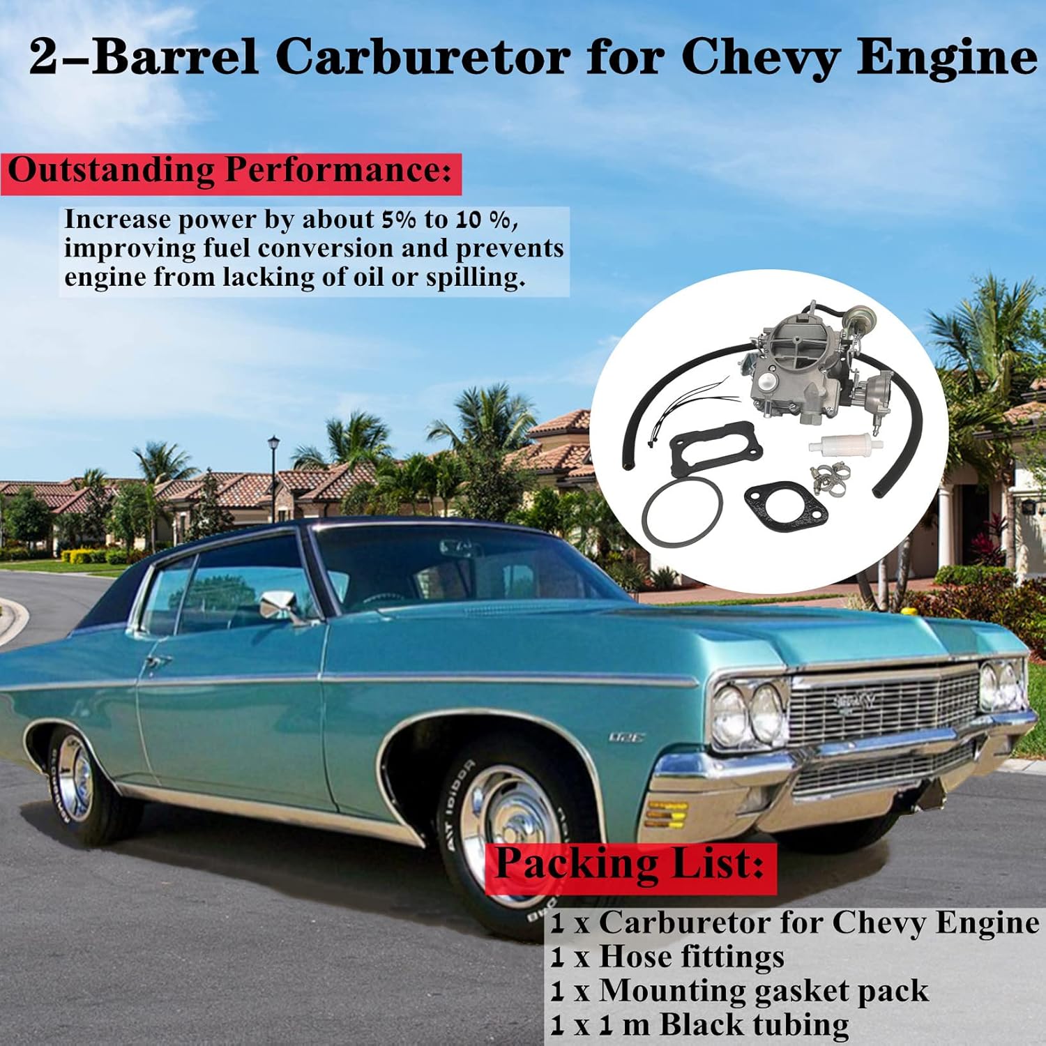 LicBund 2 Barrel 2GC Carburetor Compatible with Chevy 350/ 5.7L 1970-1980 400/ 6.6L 1970-1975 Small Block Engine OE 17054616 Includes Accessory Carb Kit