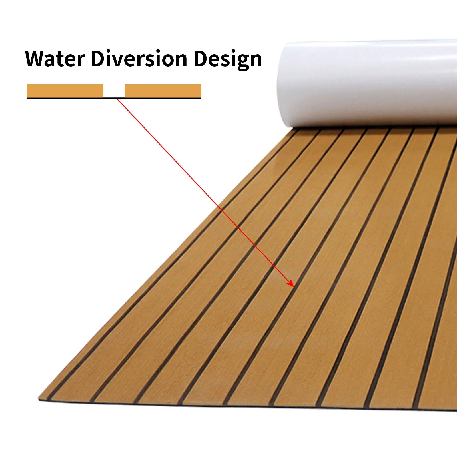 Boat Decking EVA Teak Decking Sheet, Faux Teak Decking Mat for Boat Yacht Marine Brown