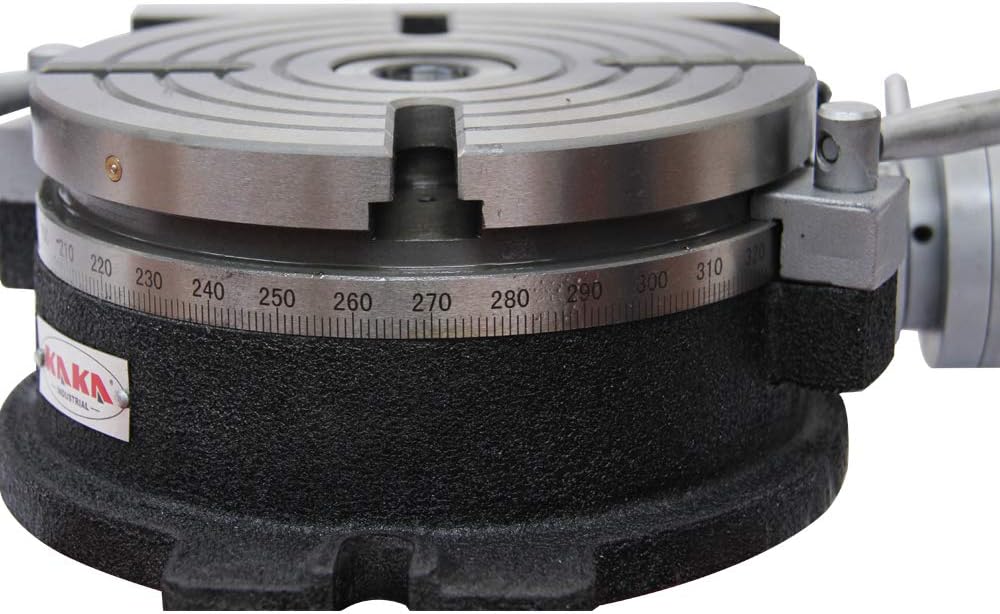 KAKA Industrial 8” Rotary table TSL Vertical & Horizontal MT3 Center Sleeve Rotary Table 4 slot Precision Milling Table(HV-8)