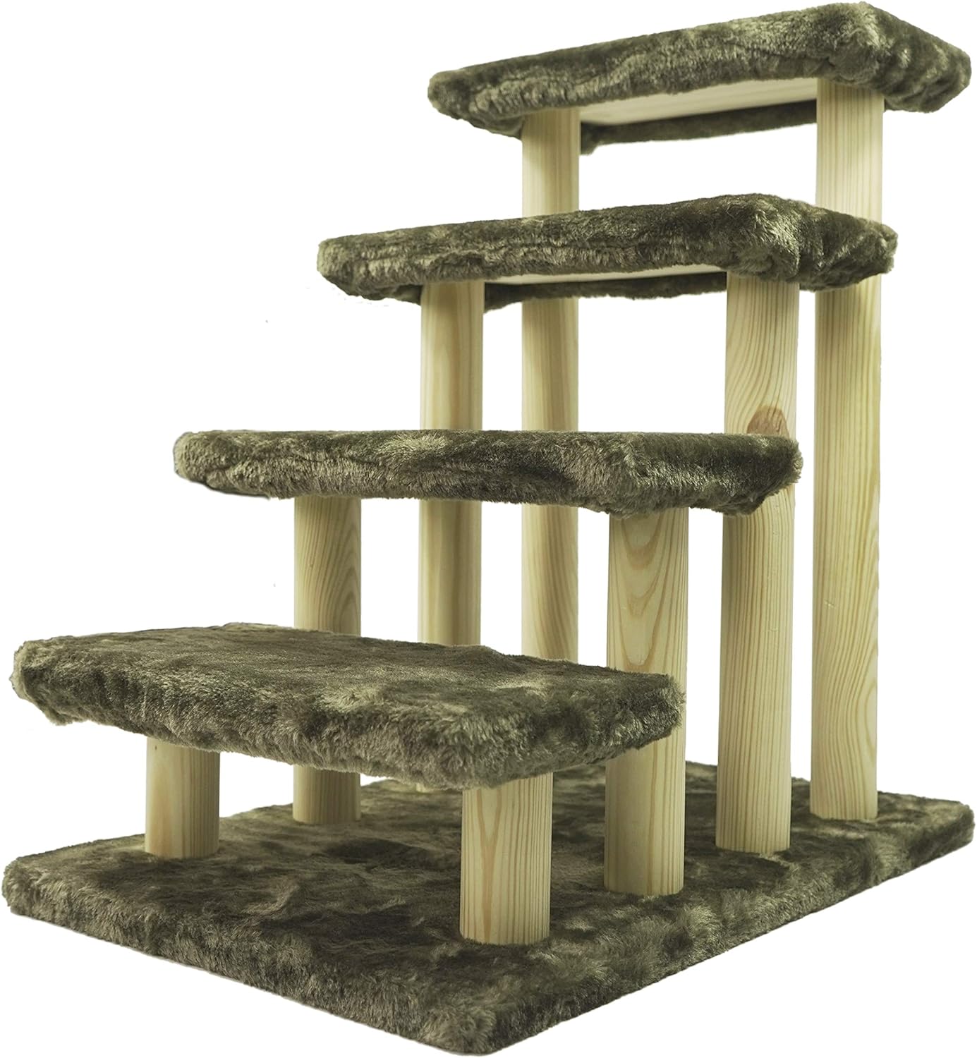 Cowboy Wooden pet Stairs 4-Step pet Ladder cat Dog Easy Stairs with Detachable Carpet for high Bed and Couch (Gray)