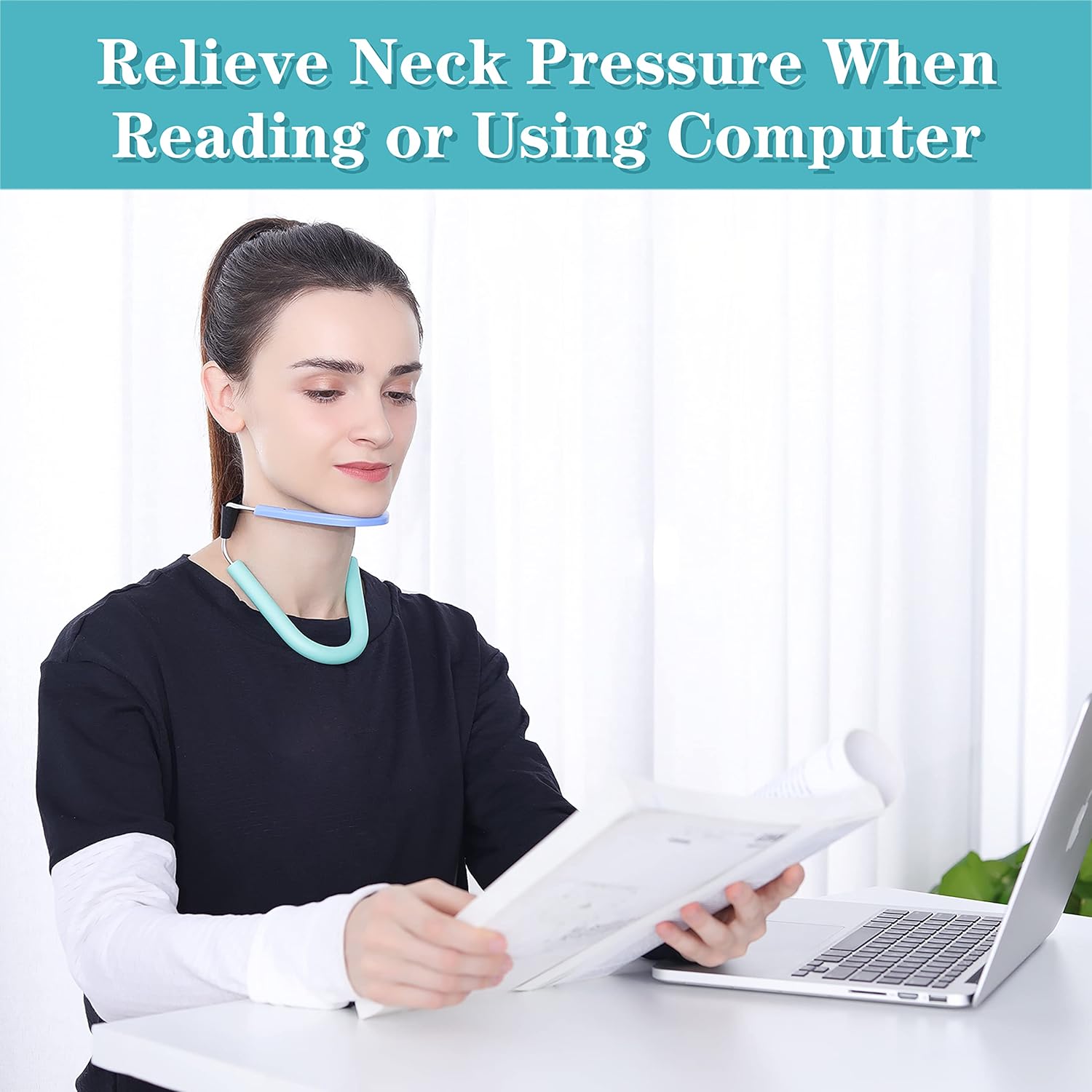 Neck Corrector,Cervical Collar,Neck Brace for Neck Pain and Support,Cervical Spine Alignment,Relieves Pressure in Spine,Improving Forward Head Posture(Blue)