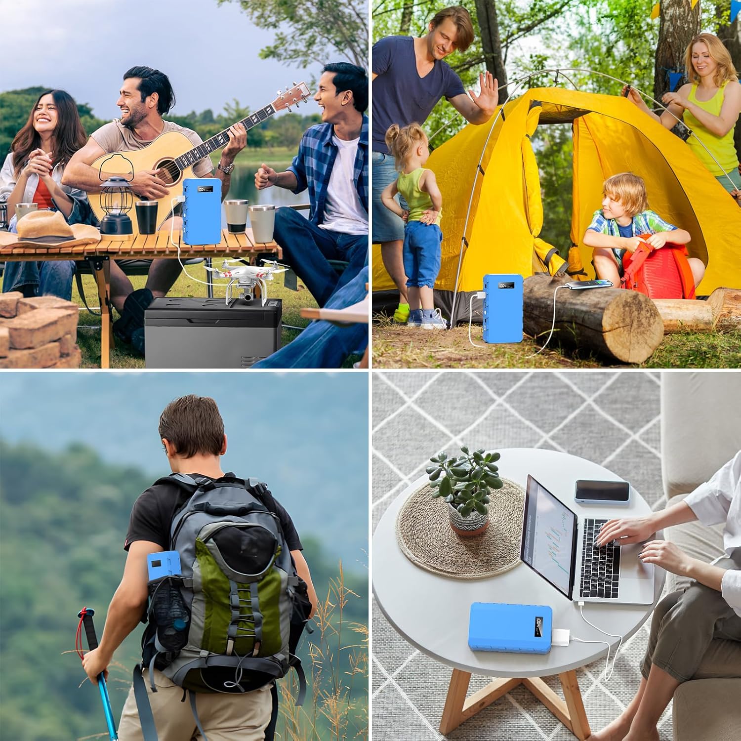 Portable Power Bank with AC Outlet 65W 110V External Battery Pack, 24000mAh Portable Laptop Charger with 40W Foldable Solar Panel Power Supply for Outdoor Camping Home Use Traveling RV Trip Off Grid